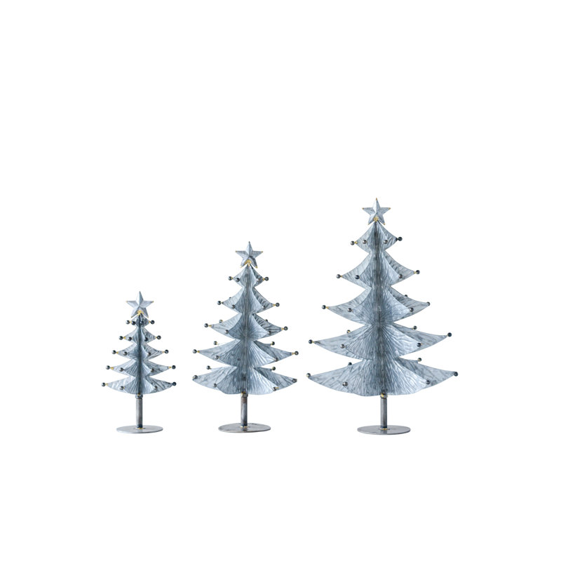 The Holiday Aisle® 3 Piece Galvanized Metal Tabletop Tree Set & Reviews